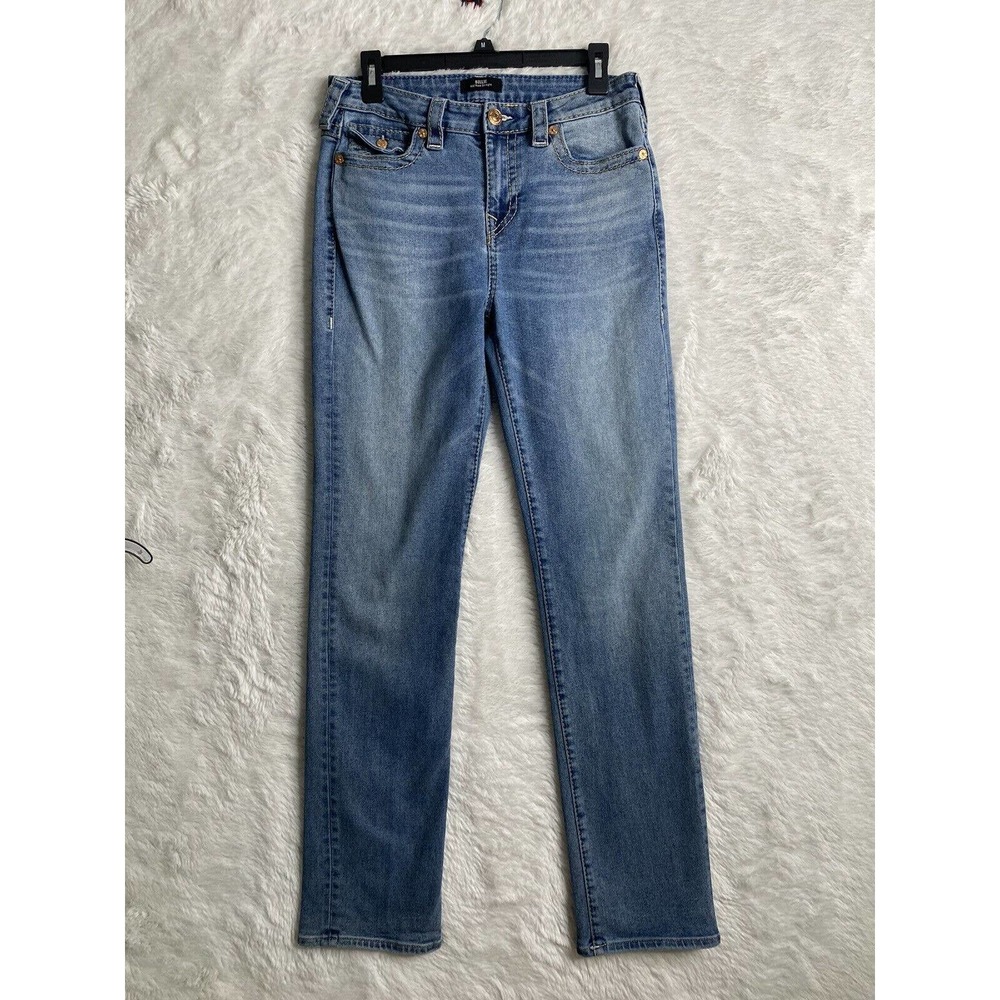 True Religion Women's Billie Super T Stitch Straight Leg Jeans 30